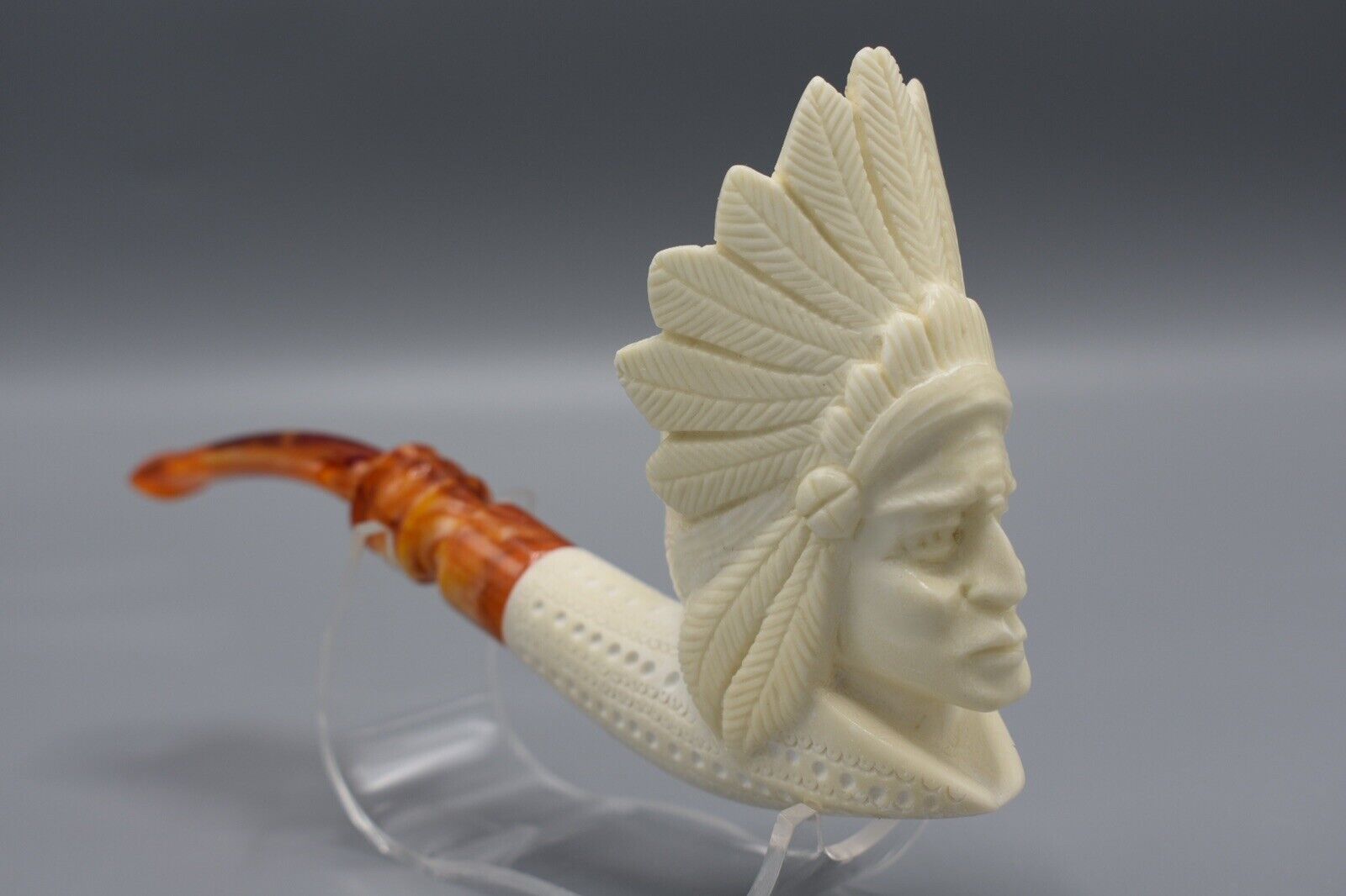 Indian  Figure Pipe By Ali Block Meerschaum NEW Handmade With Case#580