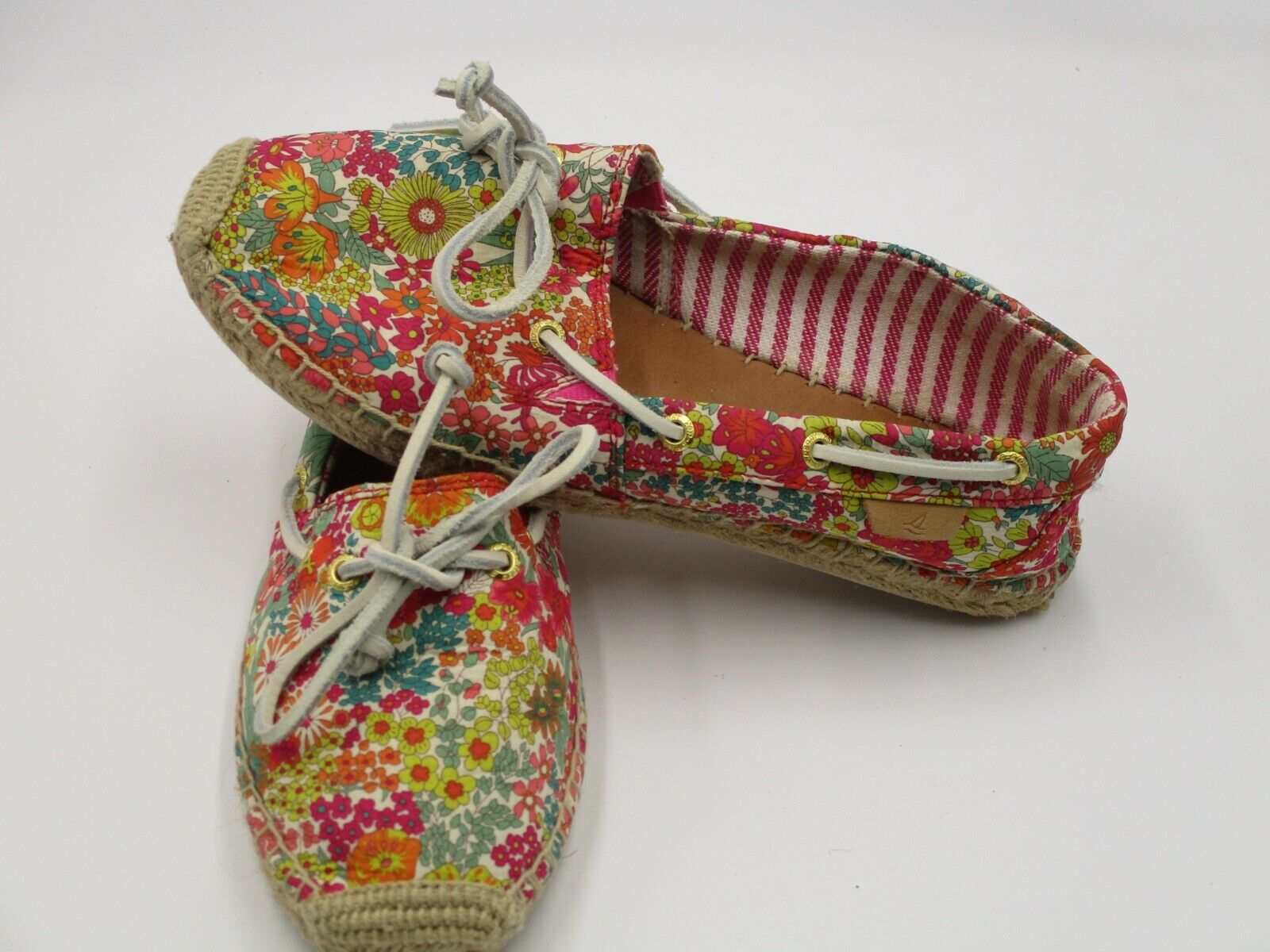SPERRY Top Sider Espadrille Boat Shoes Size 7M Pink Multi Floral Canvas STS91860