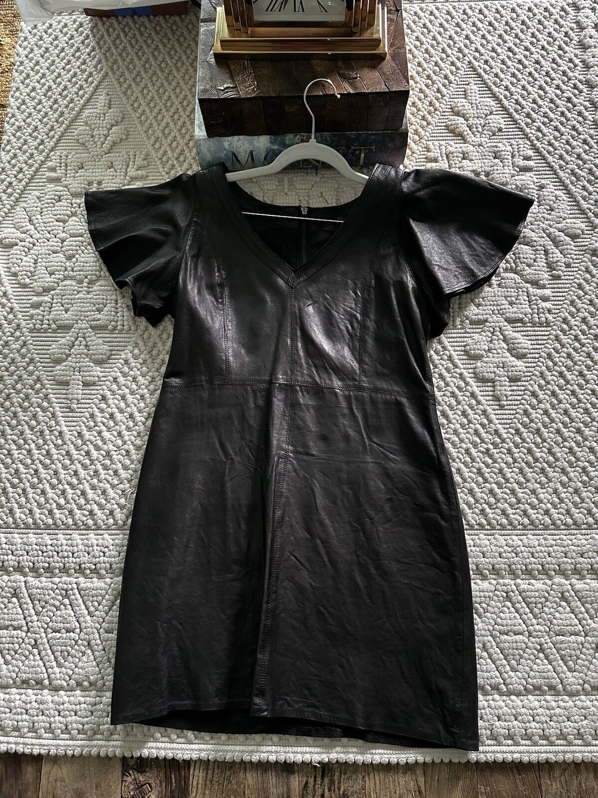 Valentino Short Sleeve Lace Puff-Sleeve Leather Dress in Black - ORIGINAL $2000