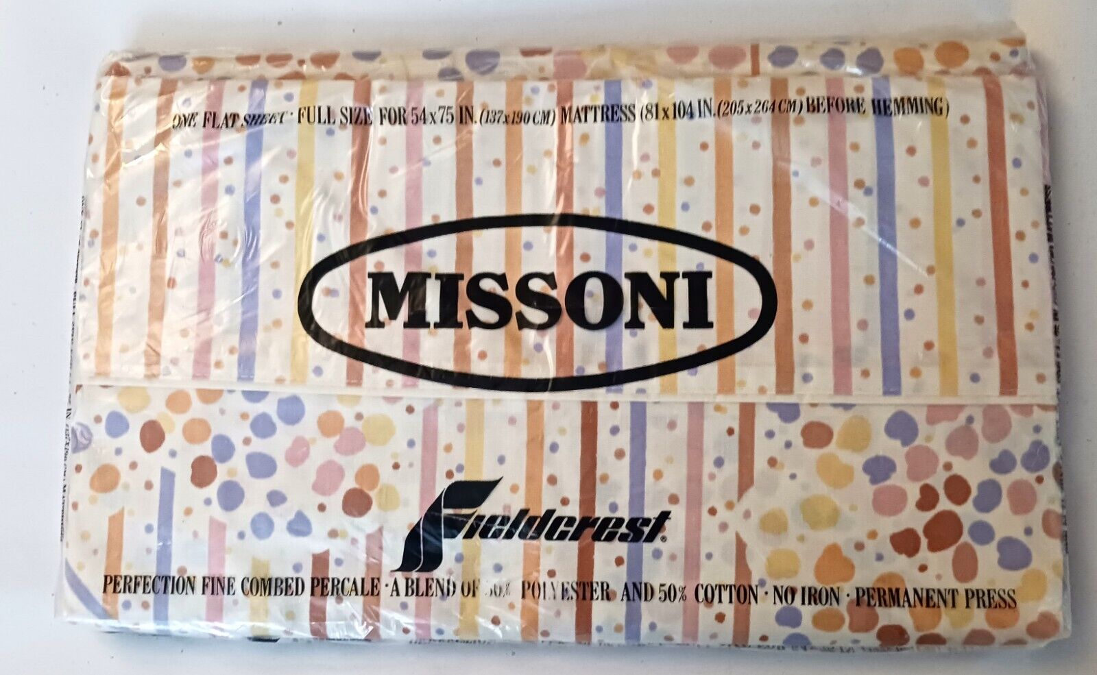 Missoni Fieldcrest Full Size Flat Sheet Festive Spirit Collection NEW OLD STOCK