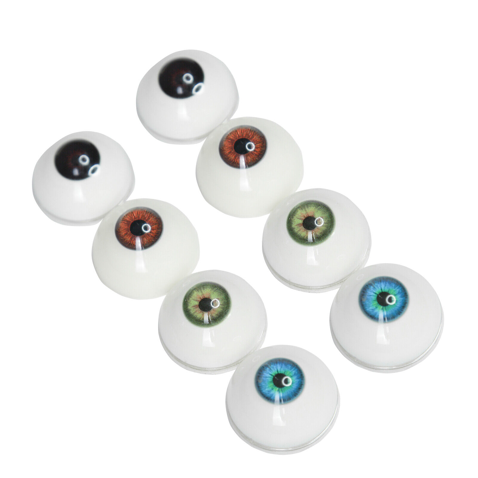 4 Pairs of 4 Colors 33mm Half Round Realistic Acrylic Eyes for Halloween Props