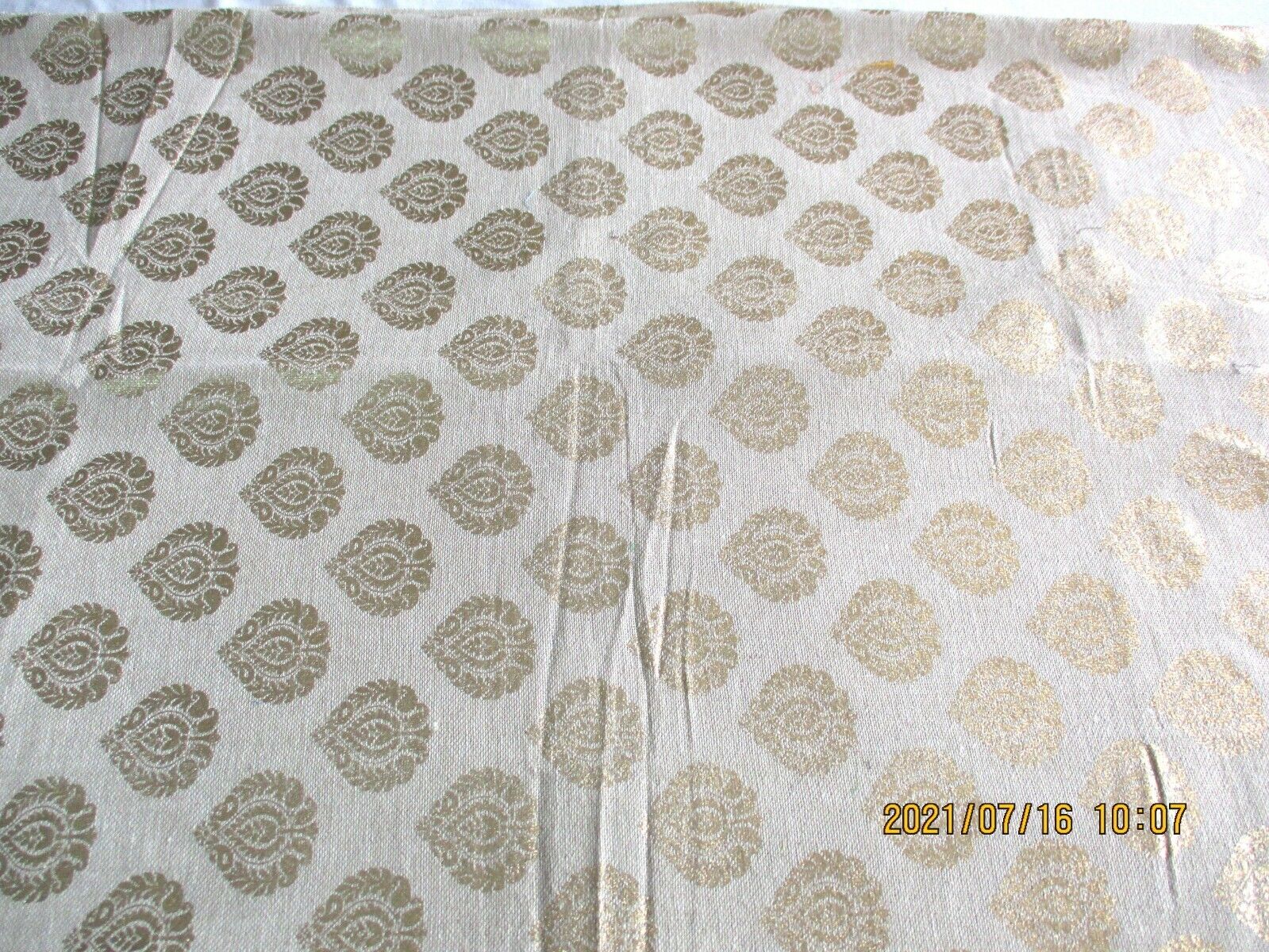 gold print 100% cotton beige fabric for craft and sewing  size  42\