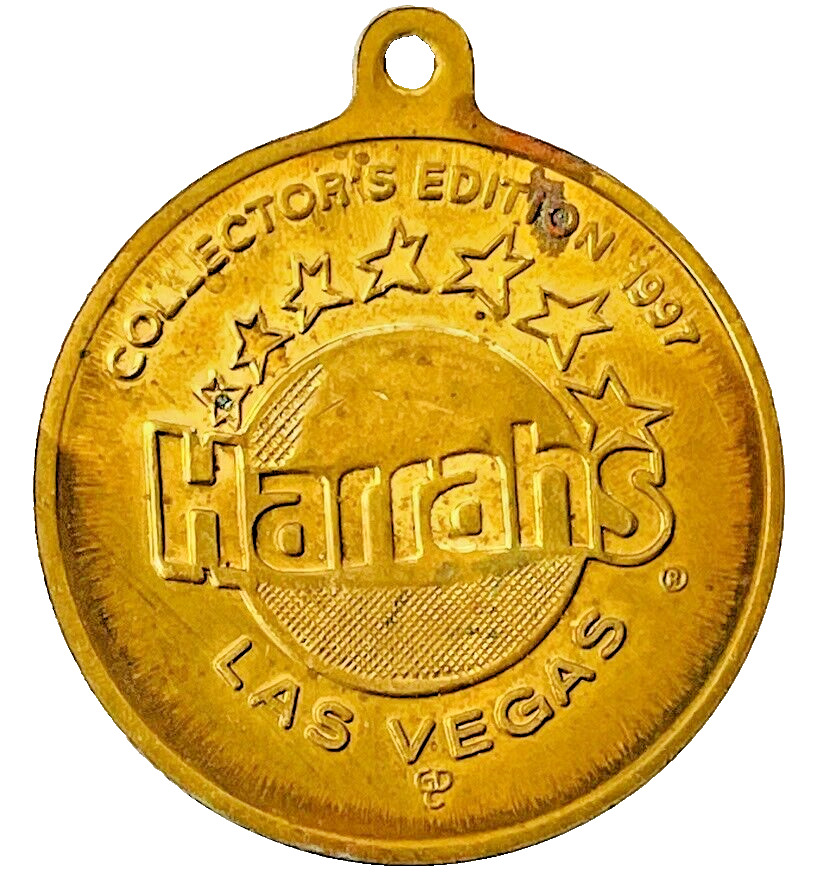 1997 Harrahs Las Vegas Vintage Casino Game Token Gambling Coin Medal Keychain