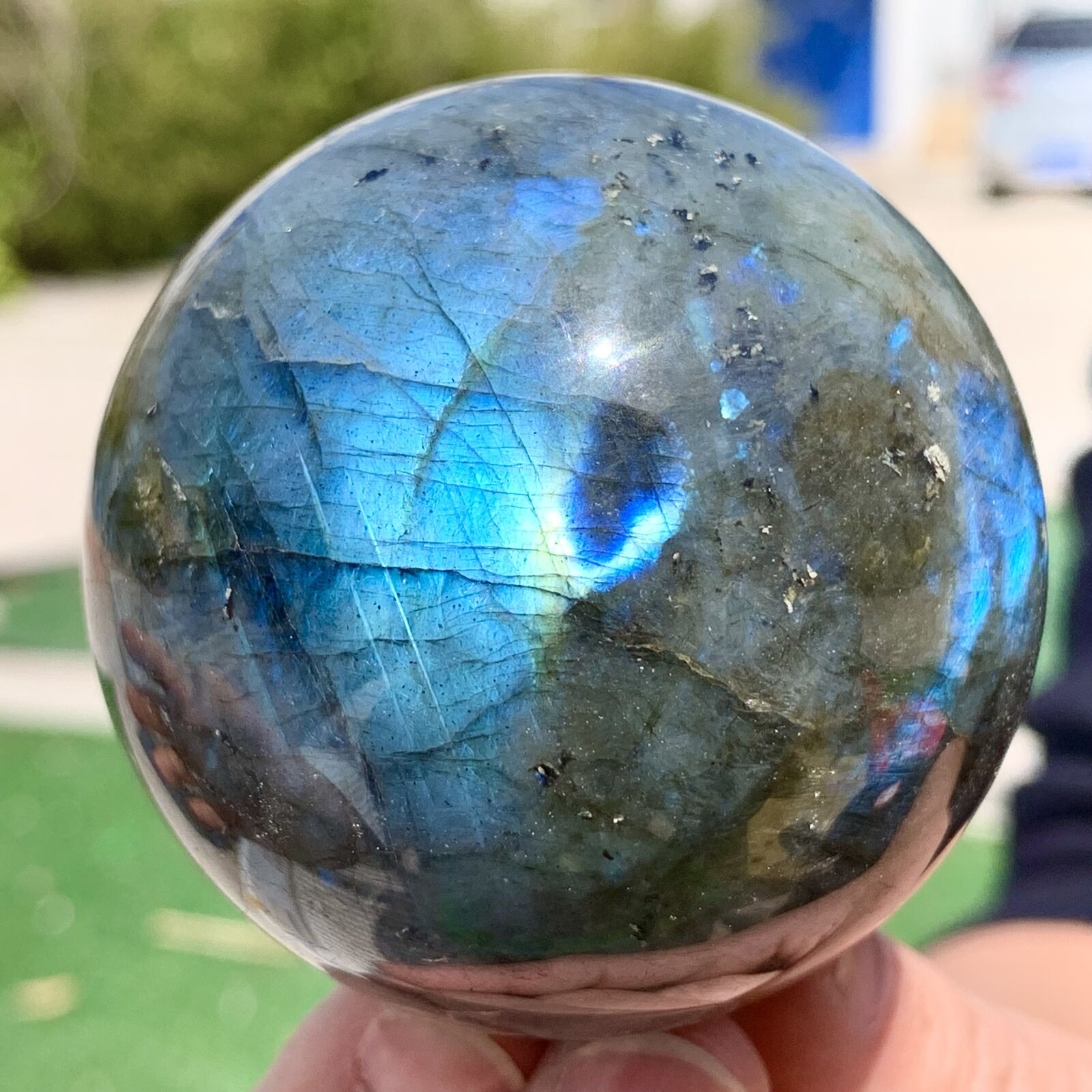 325G Natural Gorgeous Labradorite QuartzCrystal Stone Specimen ball Healing