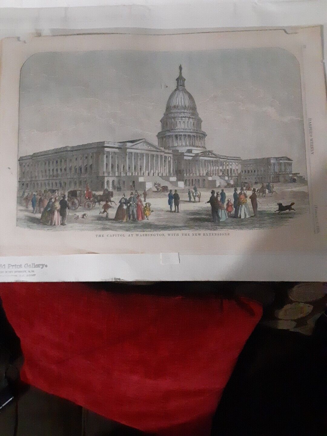 HARPERS WEEKLY FEB 6 1858 THE CAPITOL AT WASHINGTON WITH THE NEW EXTENSIONS