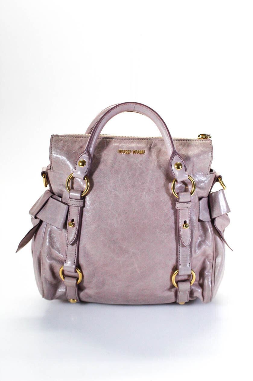 Miu Miu Womens Vitello Lux Leather Satchel Handbag Blush Pink LL19LL