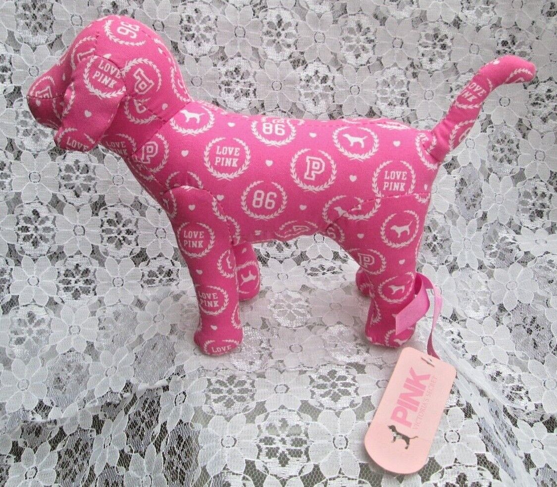 VICTORIA'S SECRET PINK STUFFED SMALL DOG, Pink with White Logo, $10 New with Tag