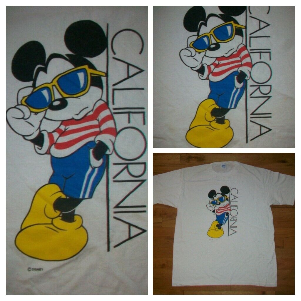 Mickey Mouse joe Cool California Disney white t shirt XL 50/50 disney snoopy