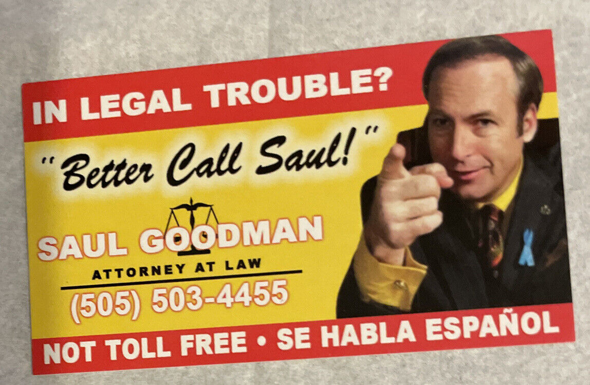 Breaking Bad Saul Goodman Better Call Saul Business Card Prop Bob