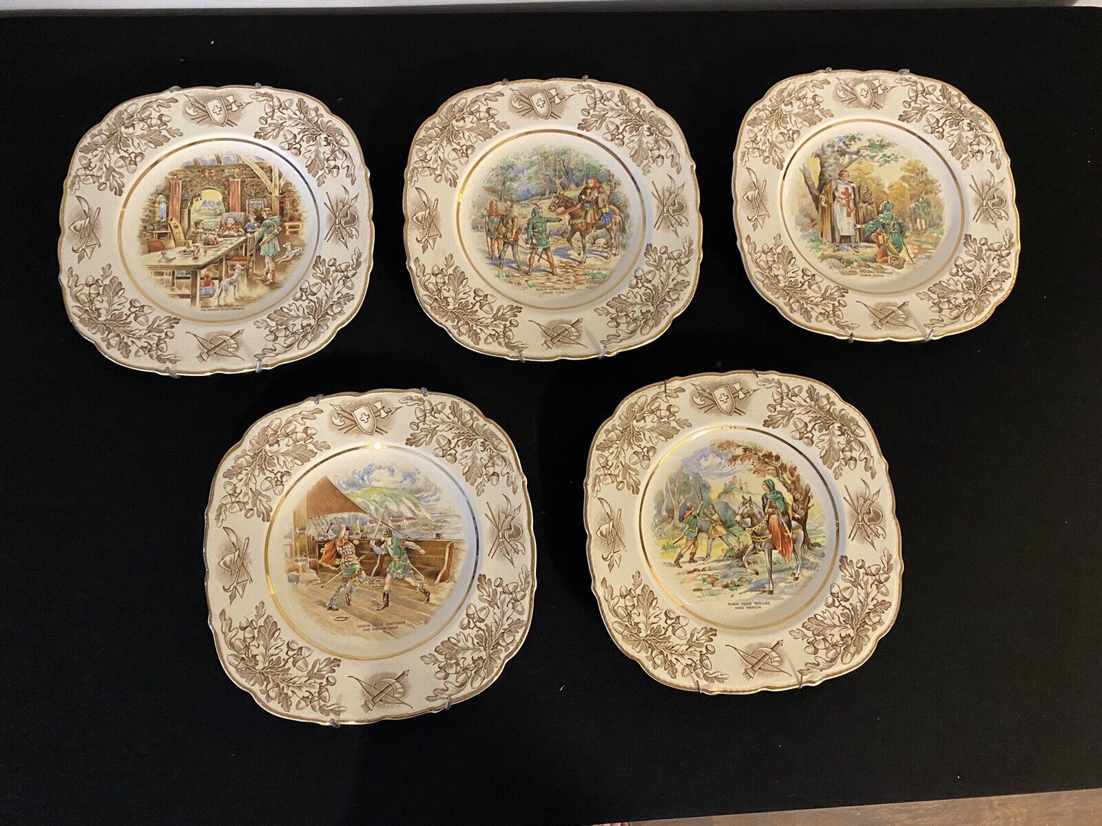 Vintage English Robinhood Plates Set of Five John Maddox & Son Ltd.