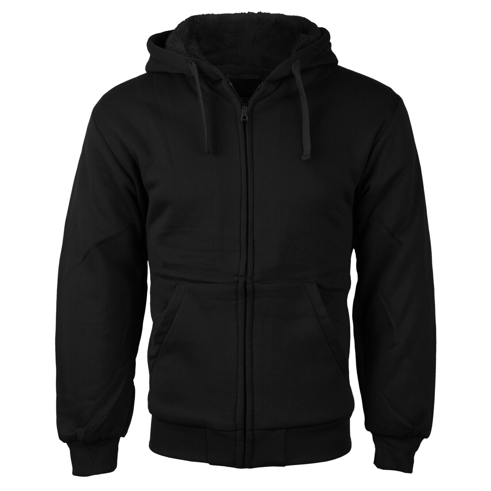 Men's Athletic Warm Soft Sherpa Lined Fleece Zip Up Sweater Jacket Hoodie