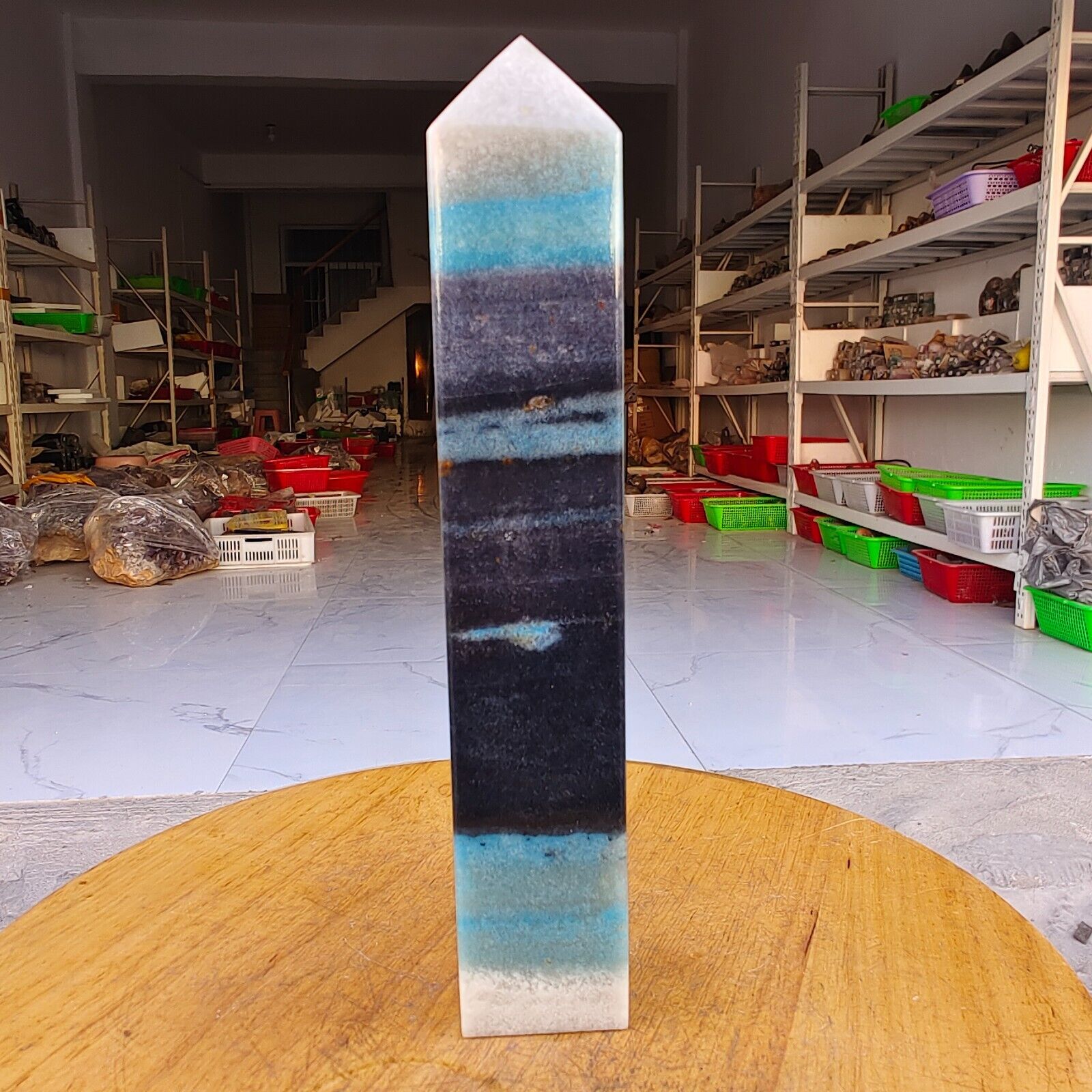 645g Trolleite Crystal Tower Point Obelisk Natural Rare Blue Quartz Healing Z760
