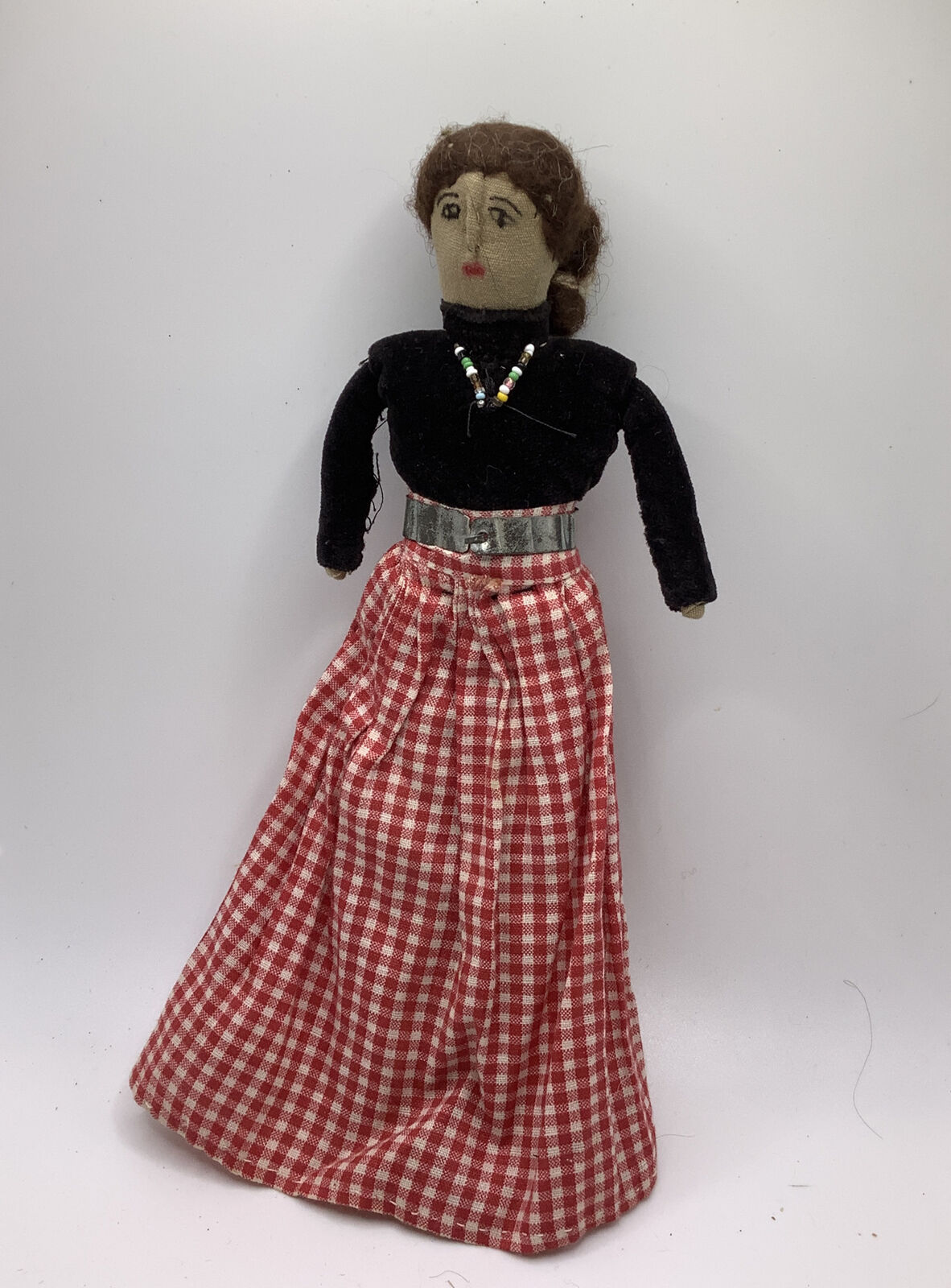 Vintage Native American rag doll Navajo Hand Sewn Painted Face Hand Beaded Woman
