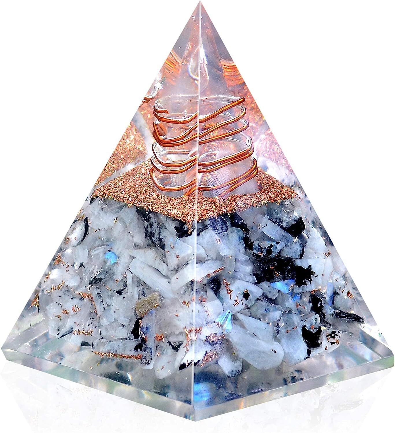 New Inspirational Orgonite Pyramid for Success Rainbow Moonstone Orgone Pyramid