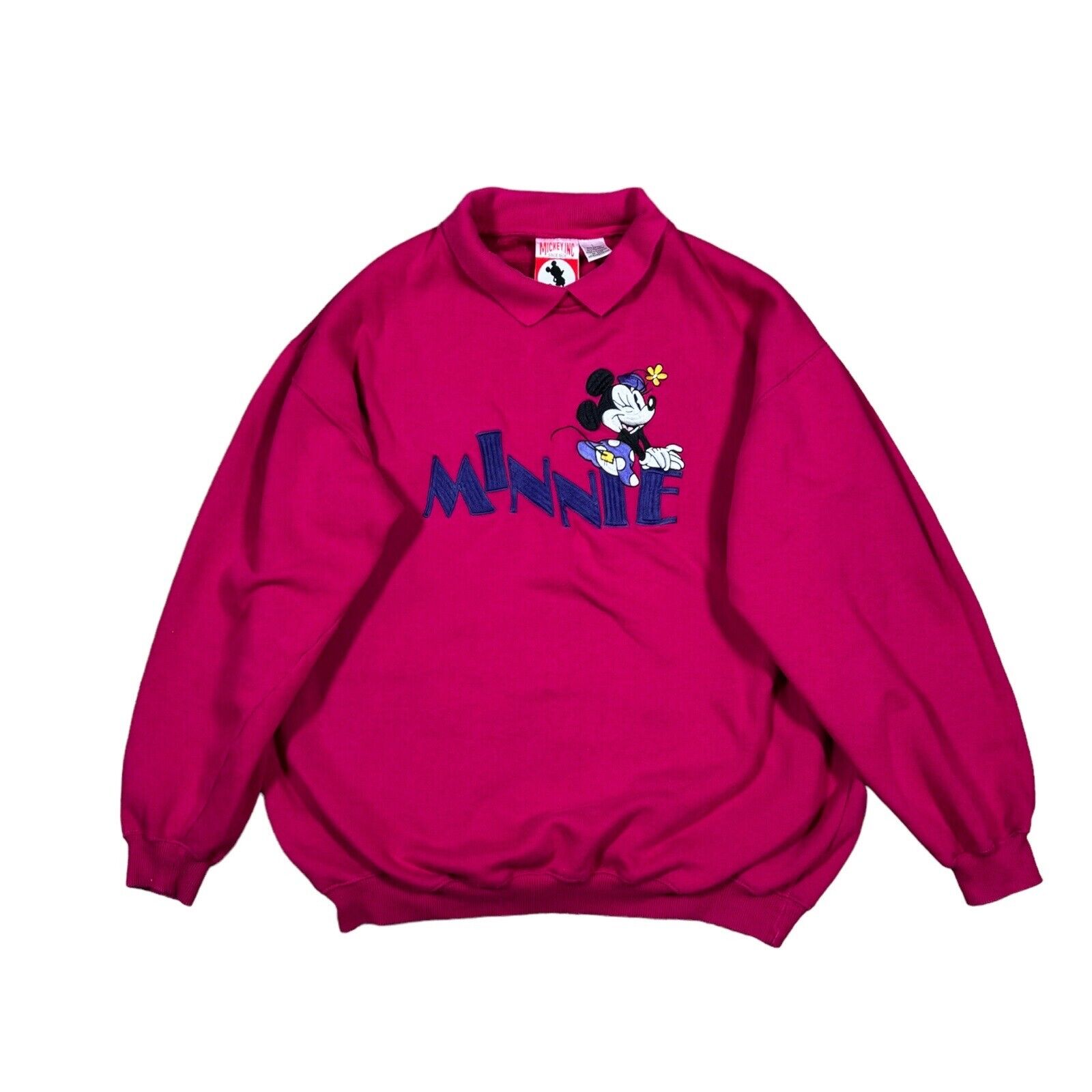 Vintage Mickey Inc Women\'s Sz L Disney Minnie Mouse Collared Sweatshirt