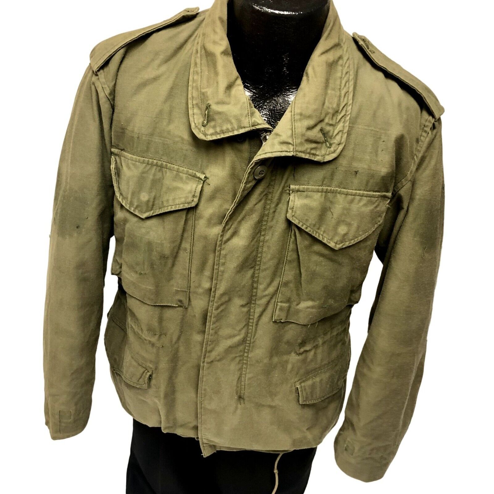 Vtg 60\'s Nam Vietnam Era US Army Military M65 FIELD Jacket USN OG107 Coat S Sm