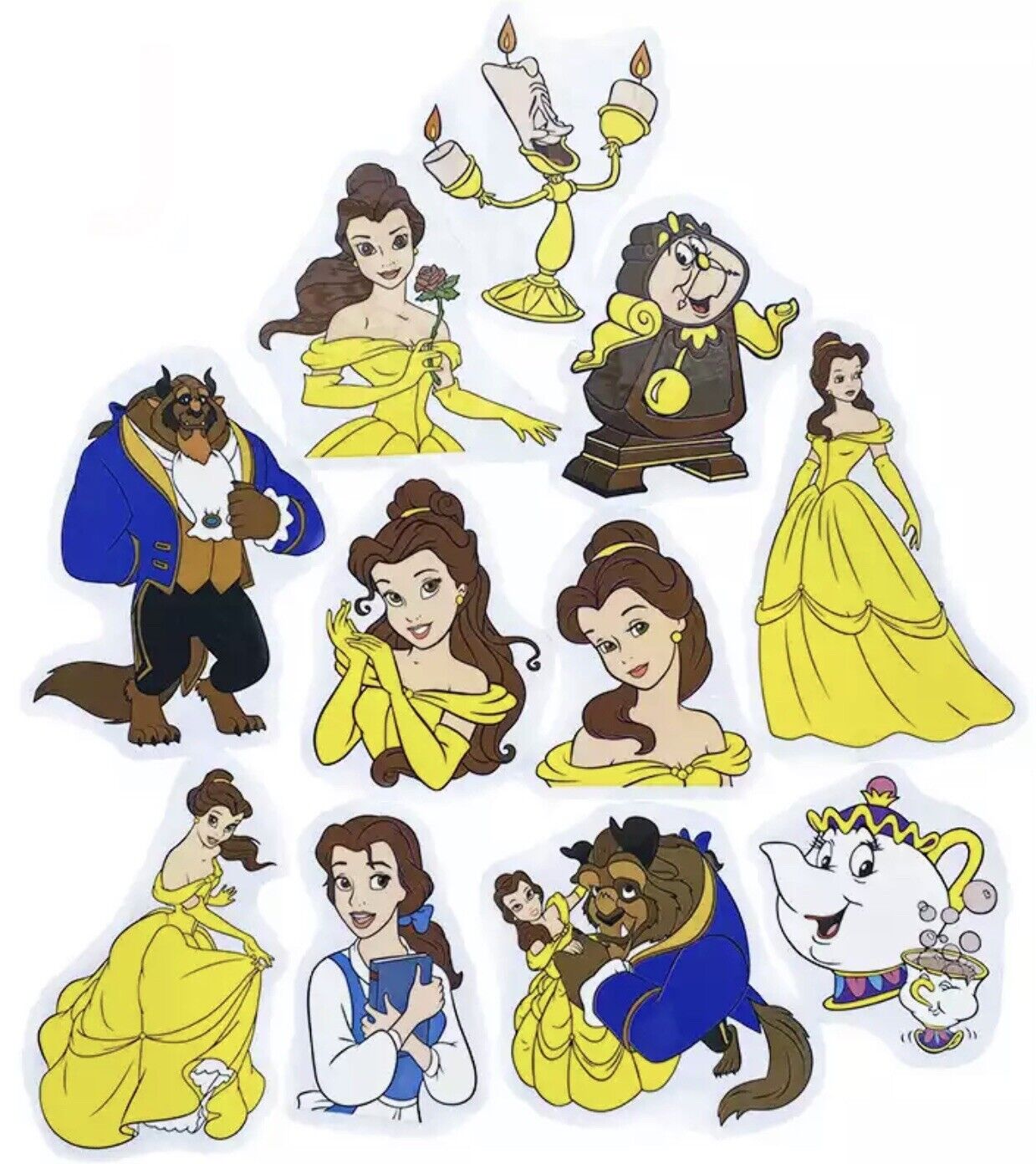 BEAUTY AND THE BEAST BELLE Stickers Large Waterproof Disney Princess Lot 11 PCS