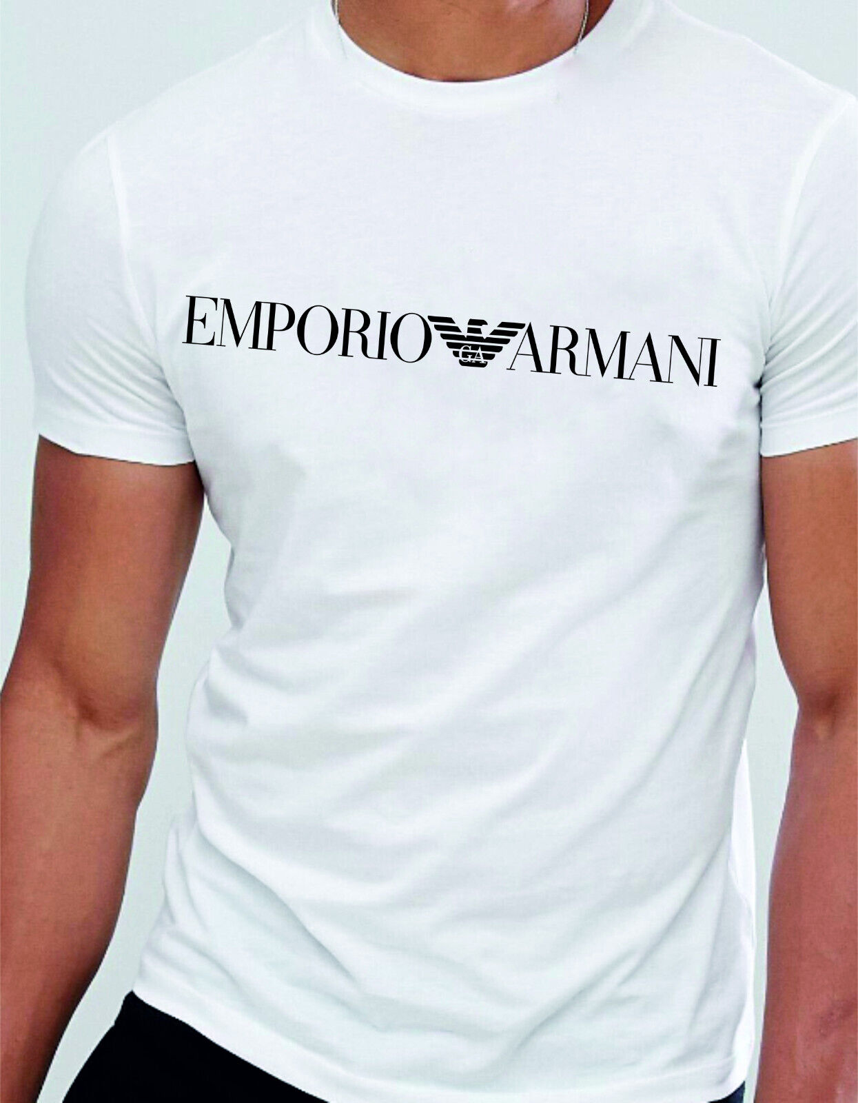 Emporio Armani White Men's cotton T-Shirt Round Neck,Size M*L*XL