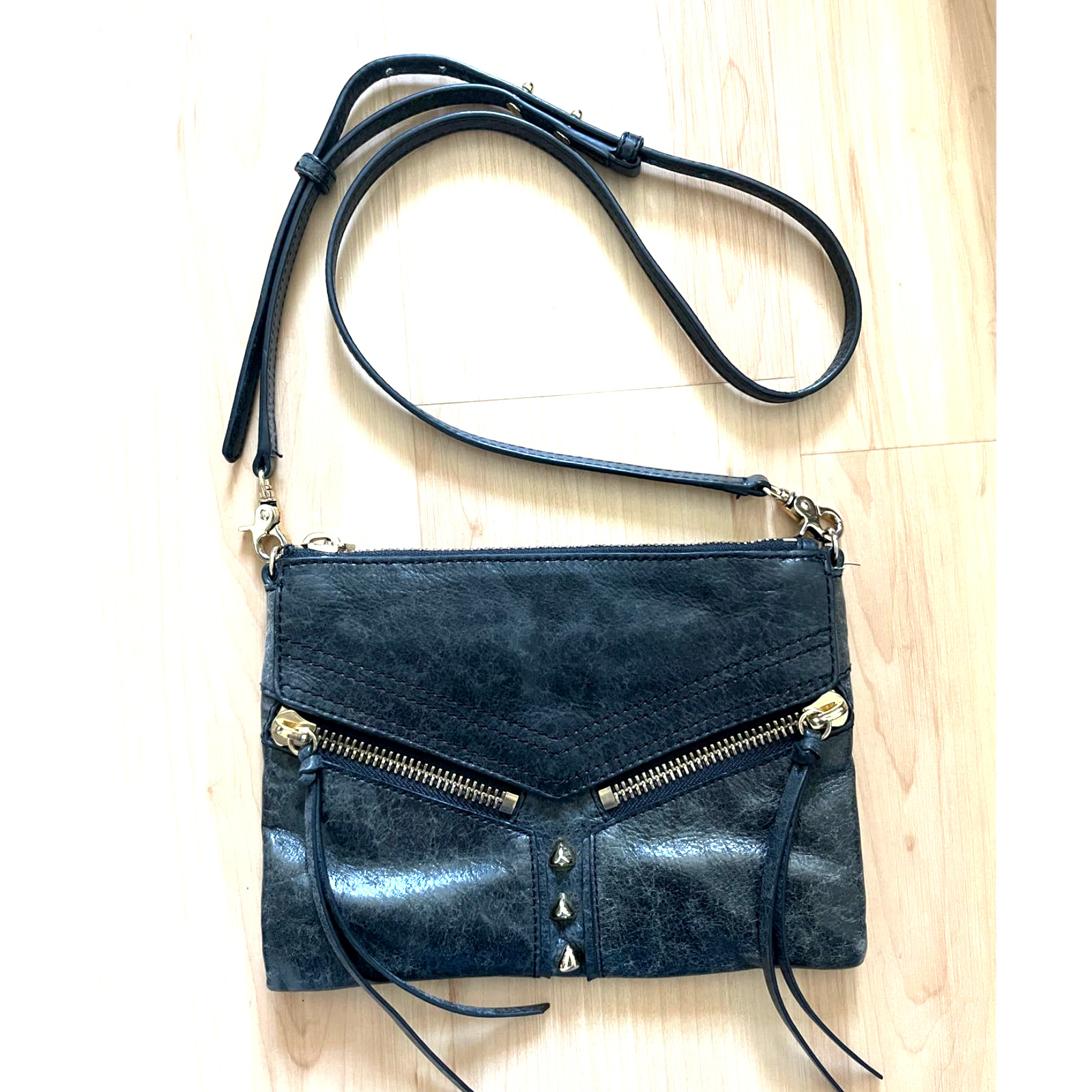 Botkier black distressed leather cross body bag purse