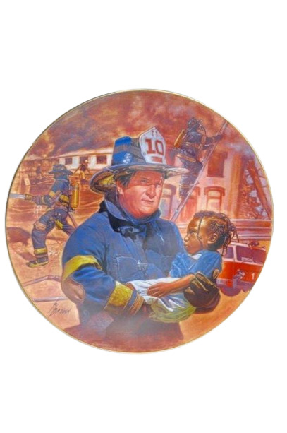 Bradford Brown Out of the Blaze Firefighter Collectors Plate Reco International