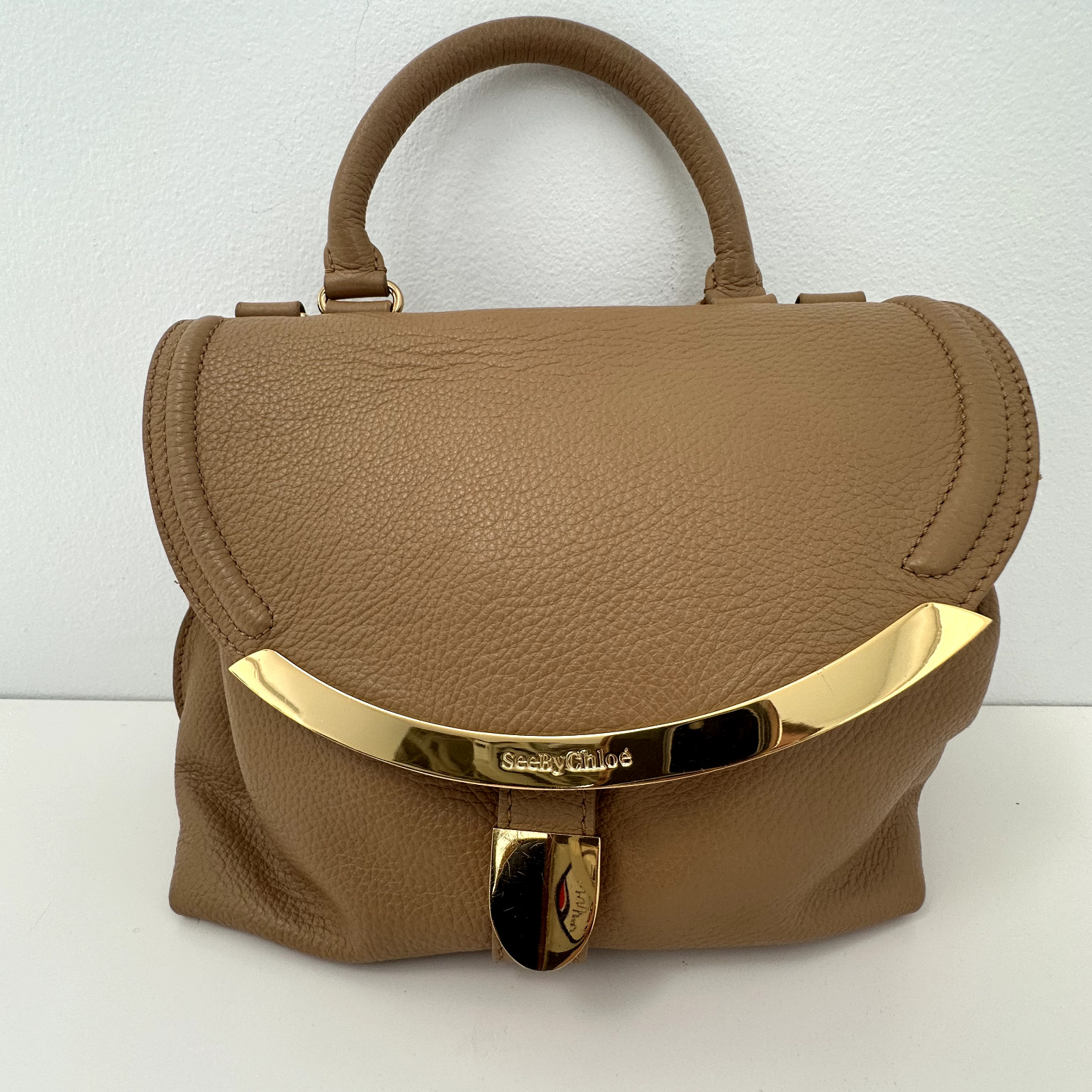 See by Chloe Purse Lizzie Small Brown Leather Handbag Bag NO SHOULDER STRAP