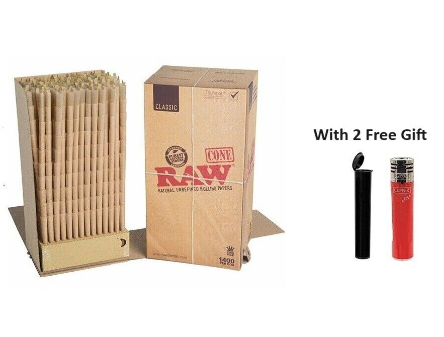 Authentic Raw King Size pre rolled Cones W/Filter tips 100 CONES + 2 free gift