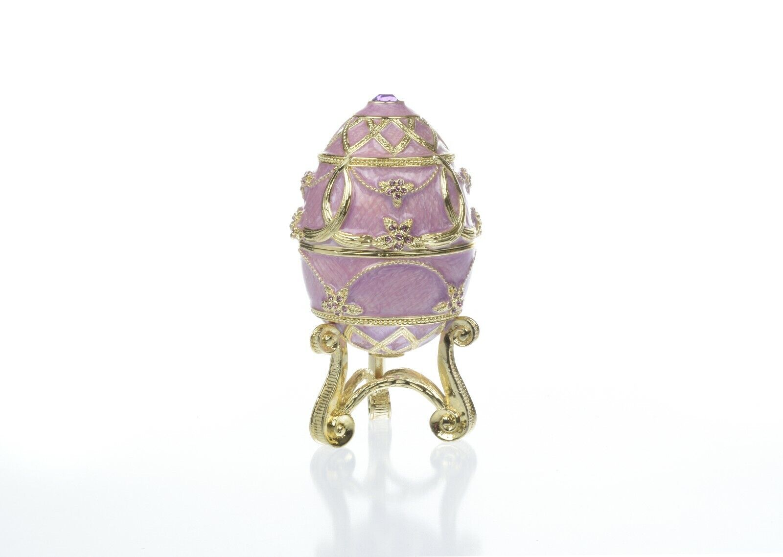 Purple Egg & Flower Trinket Box  Handmade by Keren Kopal with Austrian  Crystals