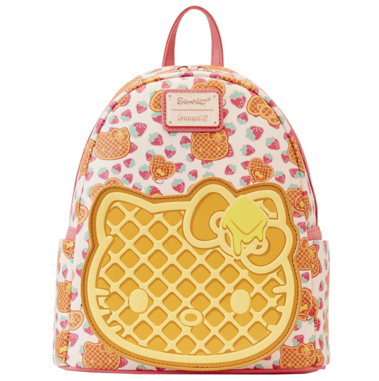 ✿ New LOUNGEFLY SANRIO HELLO KITTY Backpack Bag Strawberry Waffle Breakfast Face