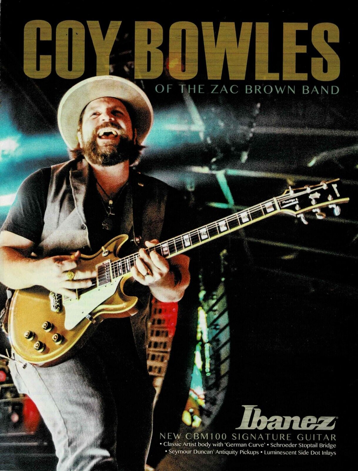 Coy Bowles of The Zac Brown Band - Ibanez Guitars - 2016 Print Ad