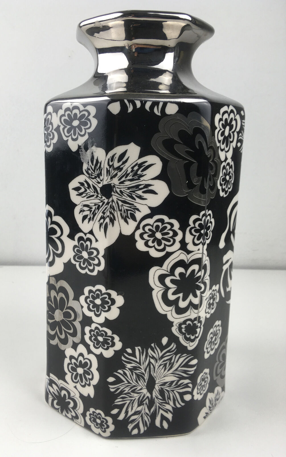 Missoni For Target Silver Black Floral 10.5” Vase