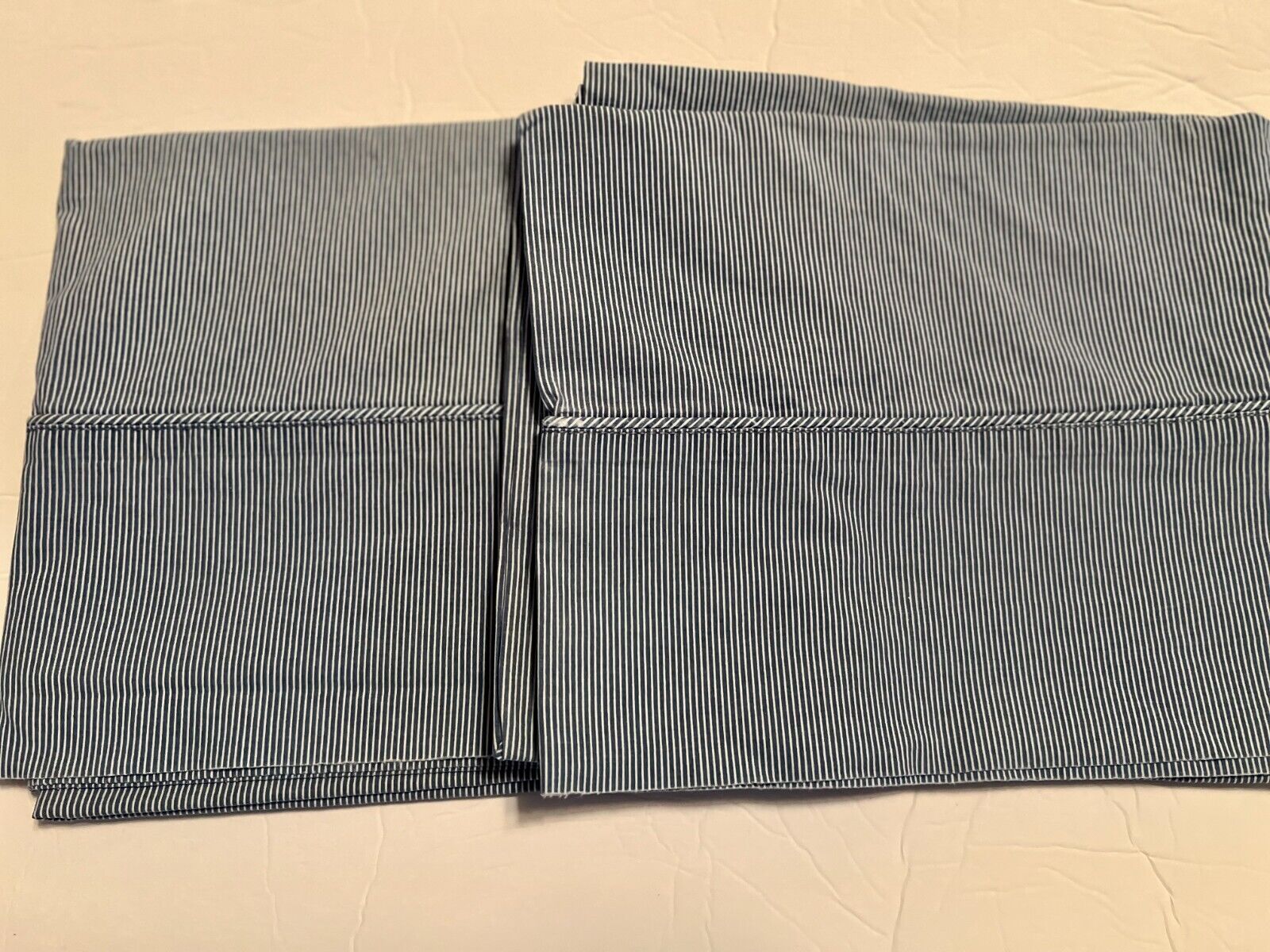 Lauren Ralph Lauren ~ 2 pillowcases ~ Blue & White Oxford Striped ~ Vintage