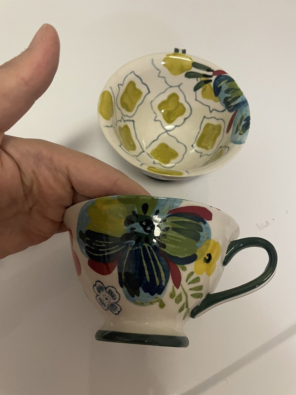 TWO (2) Estudio Flores Sissinghurst Castle Anthropologie Floral Mugs Cups