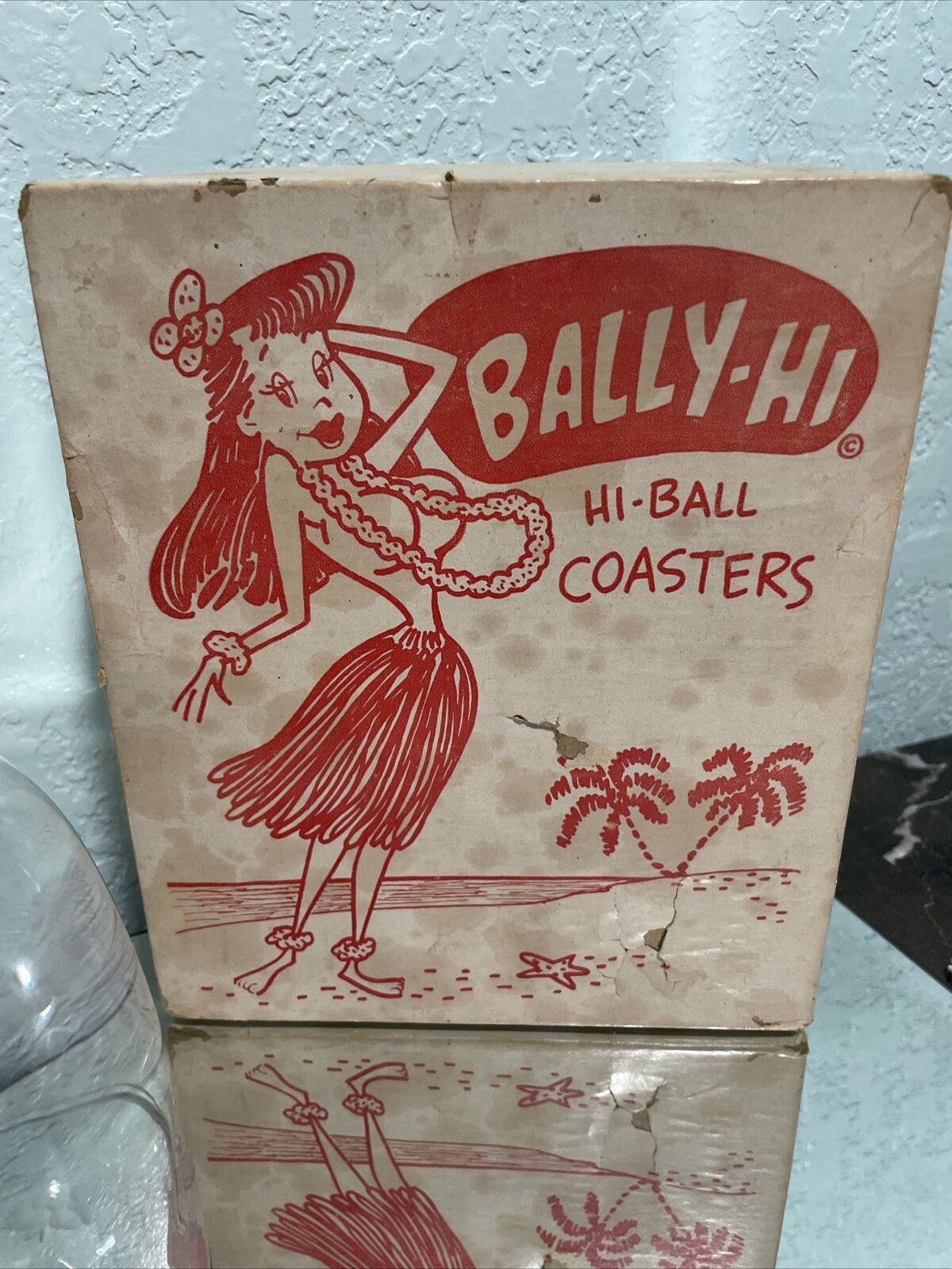 Bally-Hi Hi-Ball Coasters Vintage Original Box Rubber Breasts Drink Up 1950’s