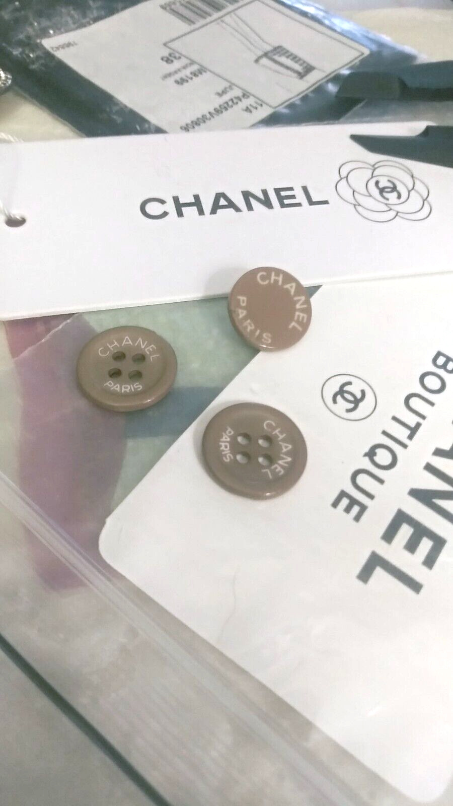 Authentic Chanel Button Lot of 3 Taupe/Brown resin buttons made in France