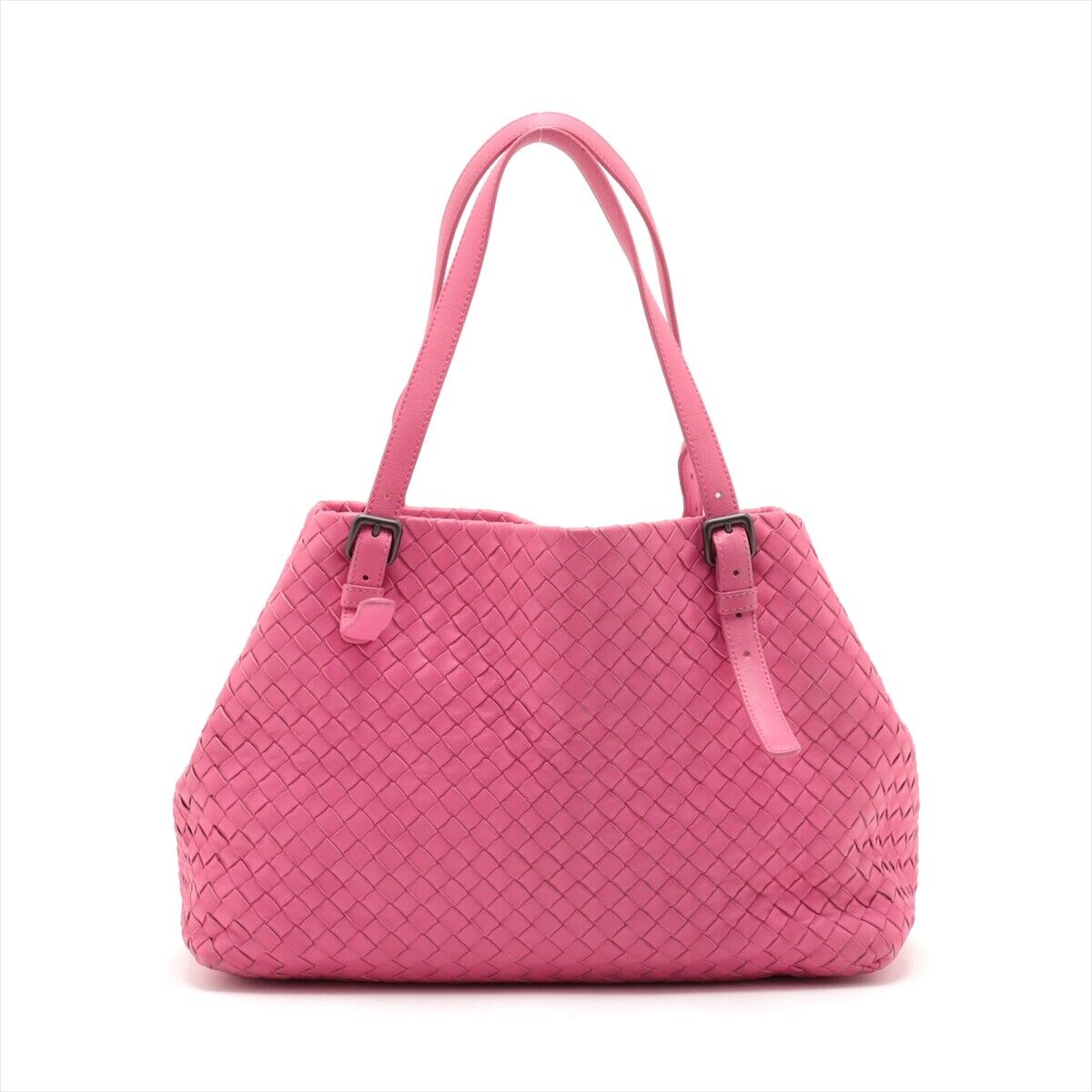 BOTTEGA VENETA INTRECCIATO Leather Tote Bag in Pink with Mirror