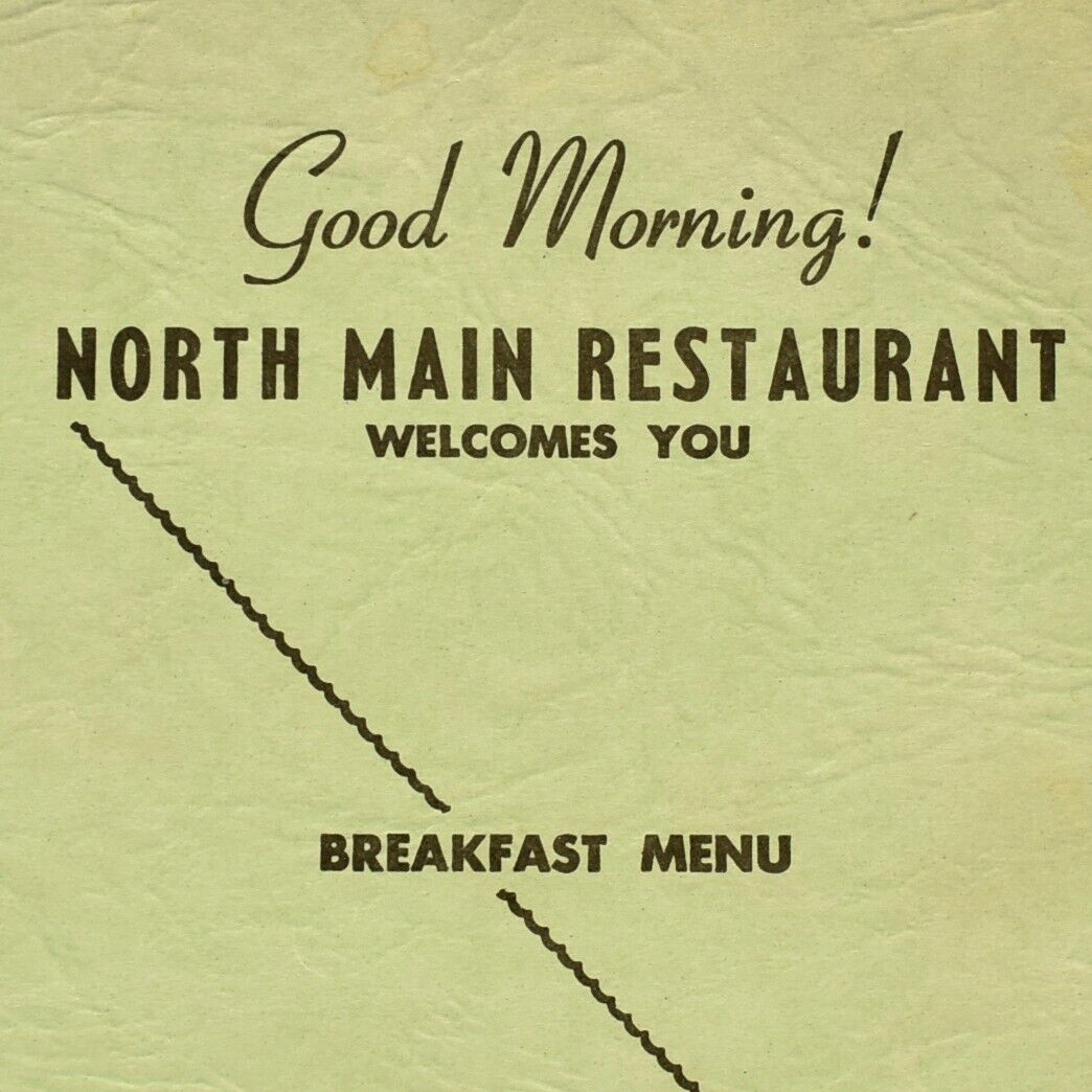 Vintage 1940s North Main Restaurant Restaurant Menu Memphis Tennessee