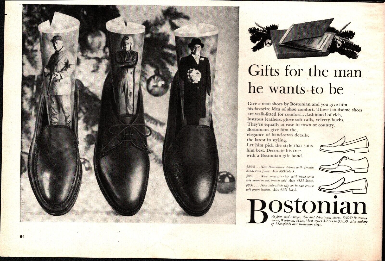 1959 Print Ad Bostonian Flexaire Men's Shoes Made in Whitman,Massachusetts b3