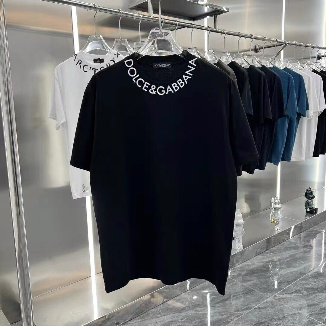 Dolce & Gabbana Men's Logo Short Sleeve T-shirt - Black White