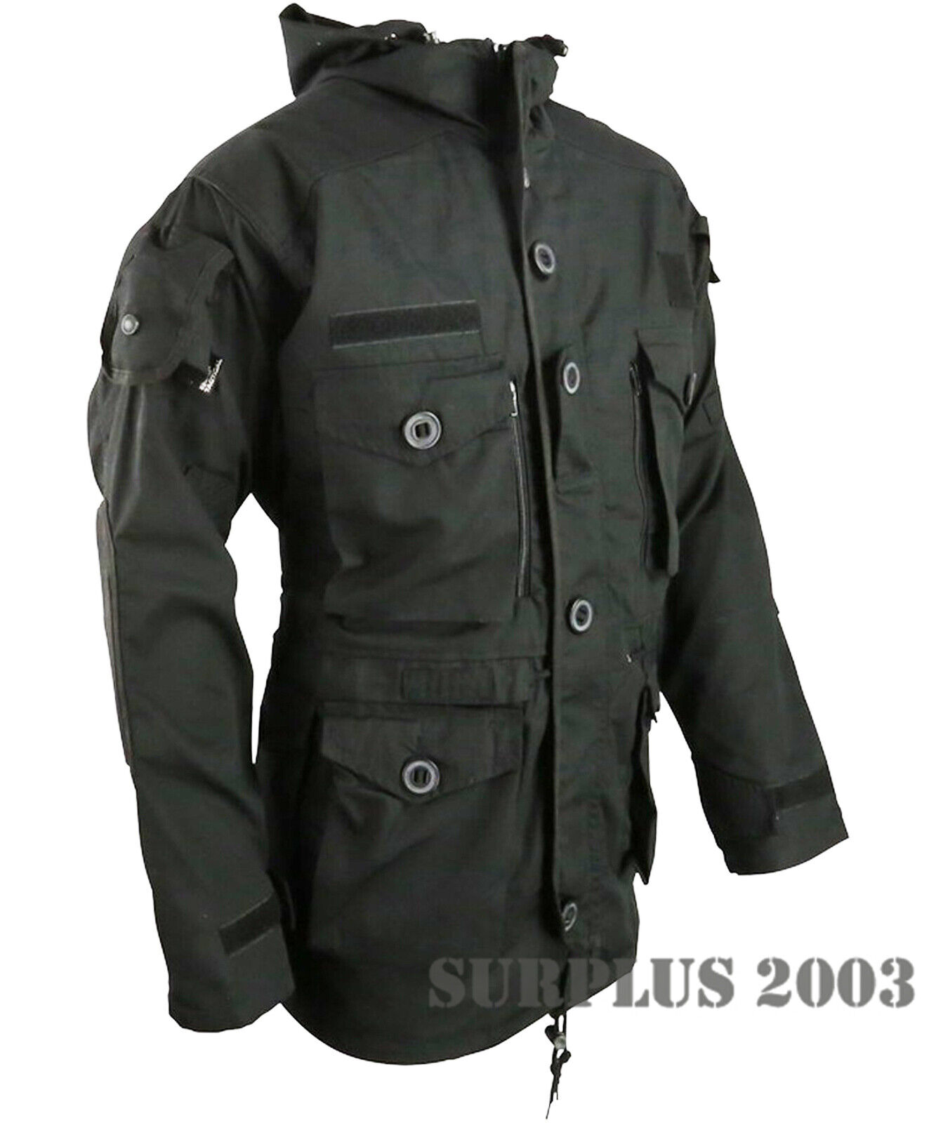 Black Special Forces SAS Style Assault Hooded Smock British Army Jacket