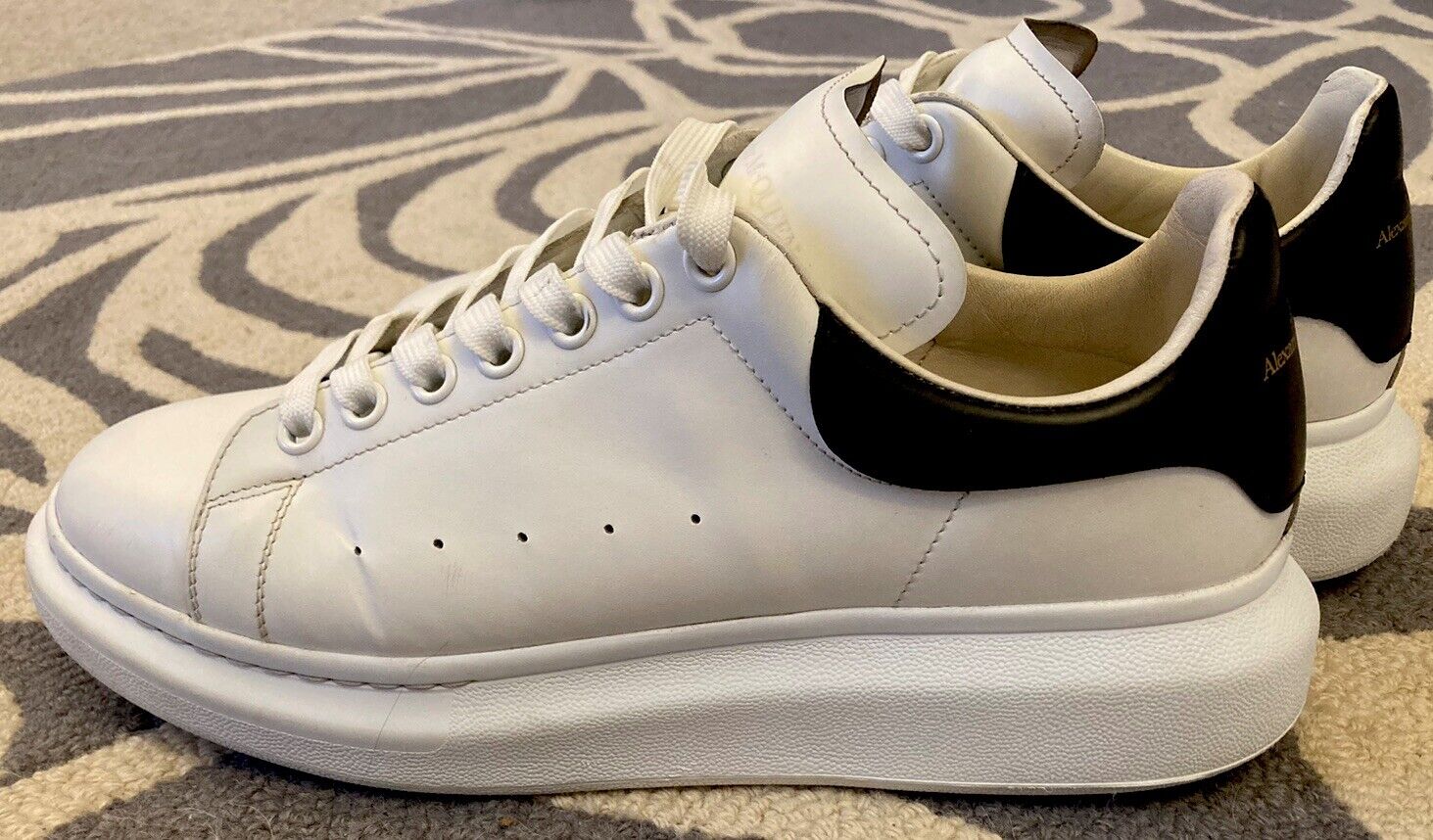 Alexander McQueen Designer Sneakers Size 11 White/Black Lightly Used Without Box