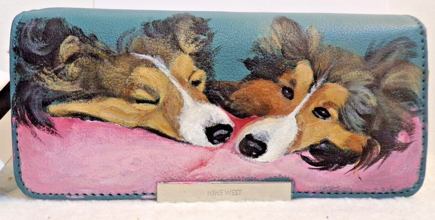 Hand painted Shelties on phone friendly Nine West wallet