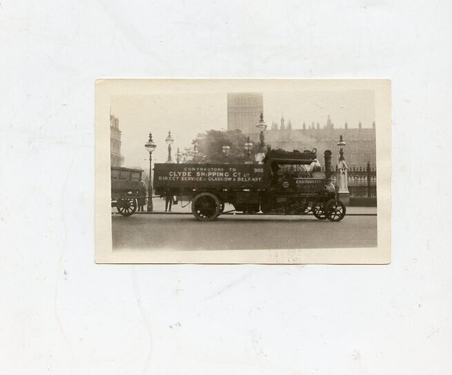 Vintage B/W Snapshot Photo Clyde Shipping Co, Glasgow & Belfast Truck #302