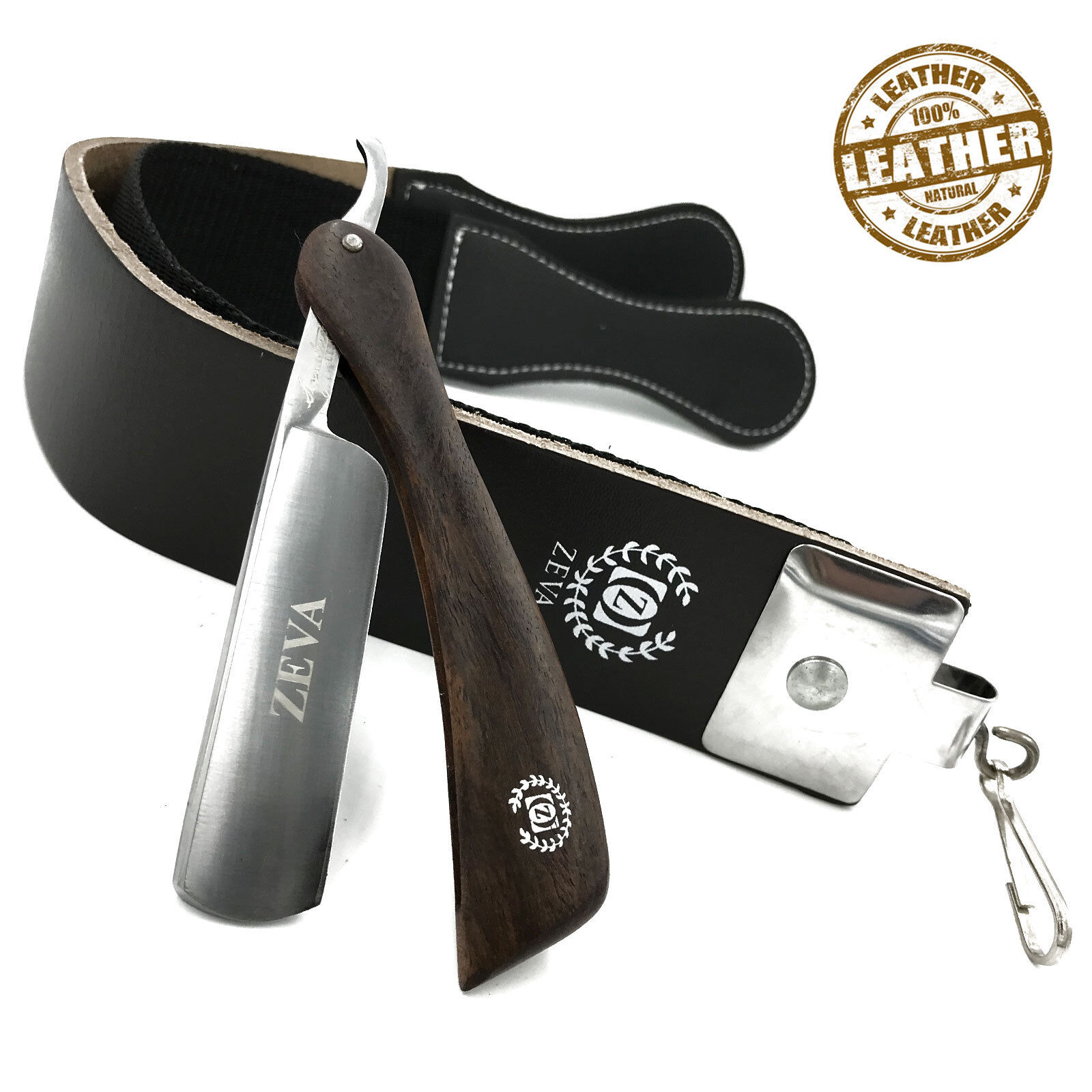Men\'s Shave Ready Straight Razor with Leather Sharpening Strop Belt Shaving Set