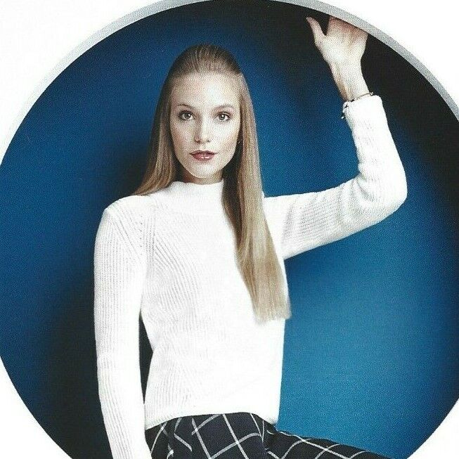 Macy\'s Print Ad, Cute Female Model Wearing Maison Jules Sweater Skirt 