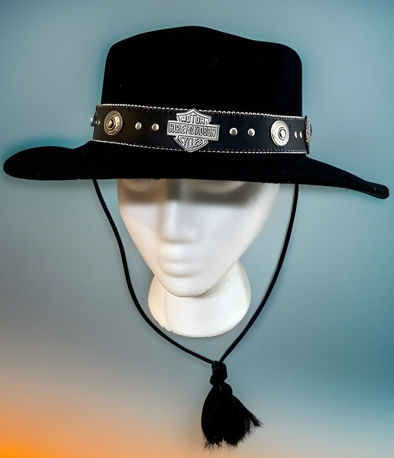 Women\'s Black Vintage Harley Davidson 100% Wool Bucket Hat Size Small