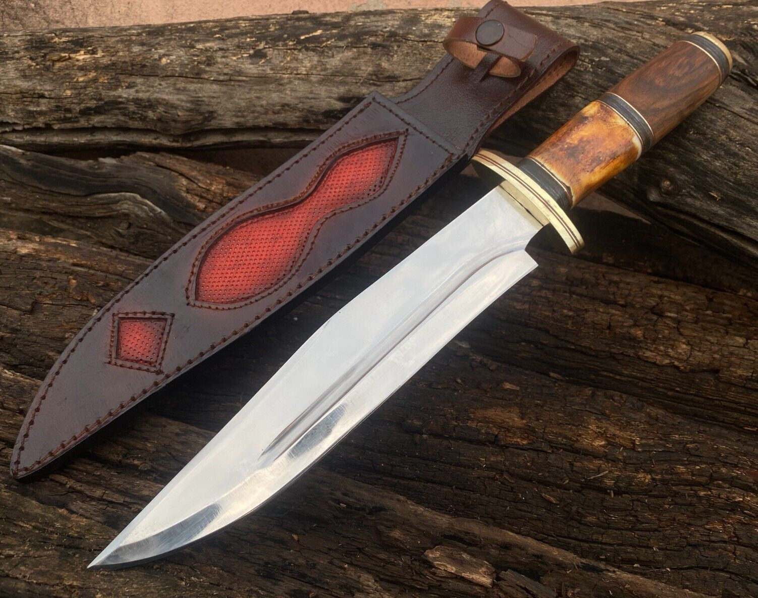 SHARDBLADE Custom Hand FORGED D2 Steel Hunting BIG BOWIE KNIFE W/ENGRAVED SHEATH