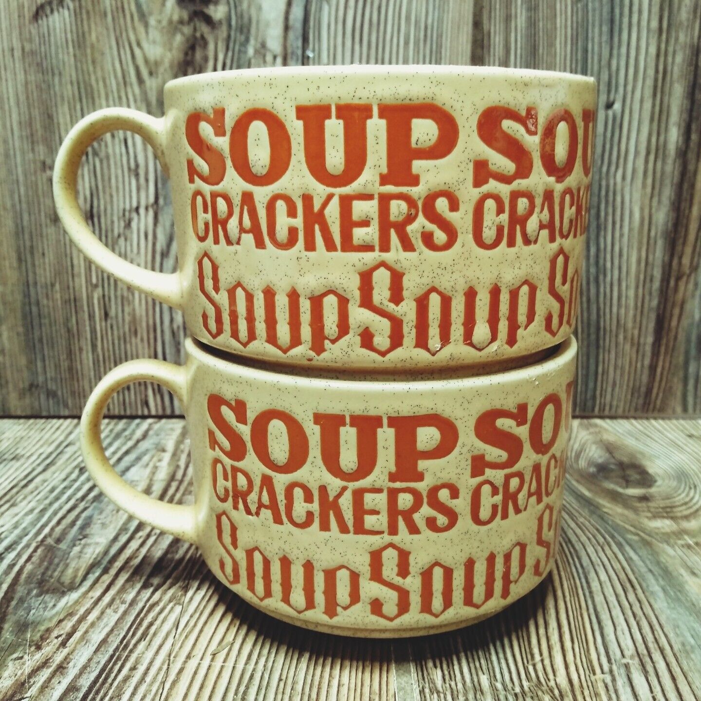 *2* VTG Soup & Crackers Set Stoneware Pottery Cup Mug Bowl Made in Japan
