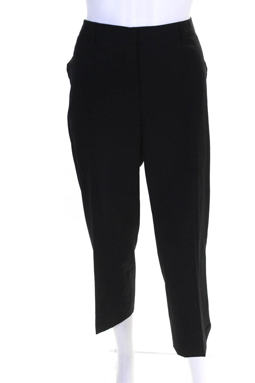 Jil Sander Womens Zipper Fly High Rise Pleated Dress Pants Black Wool Size IT 42