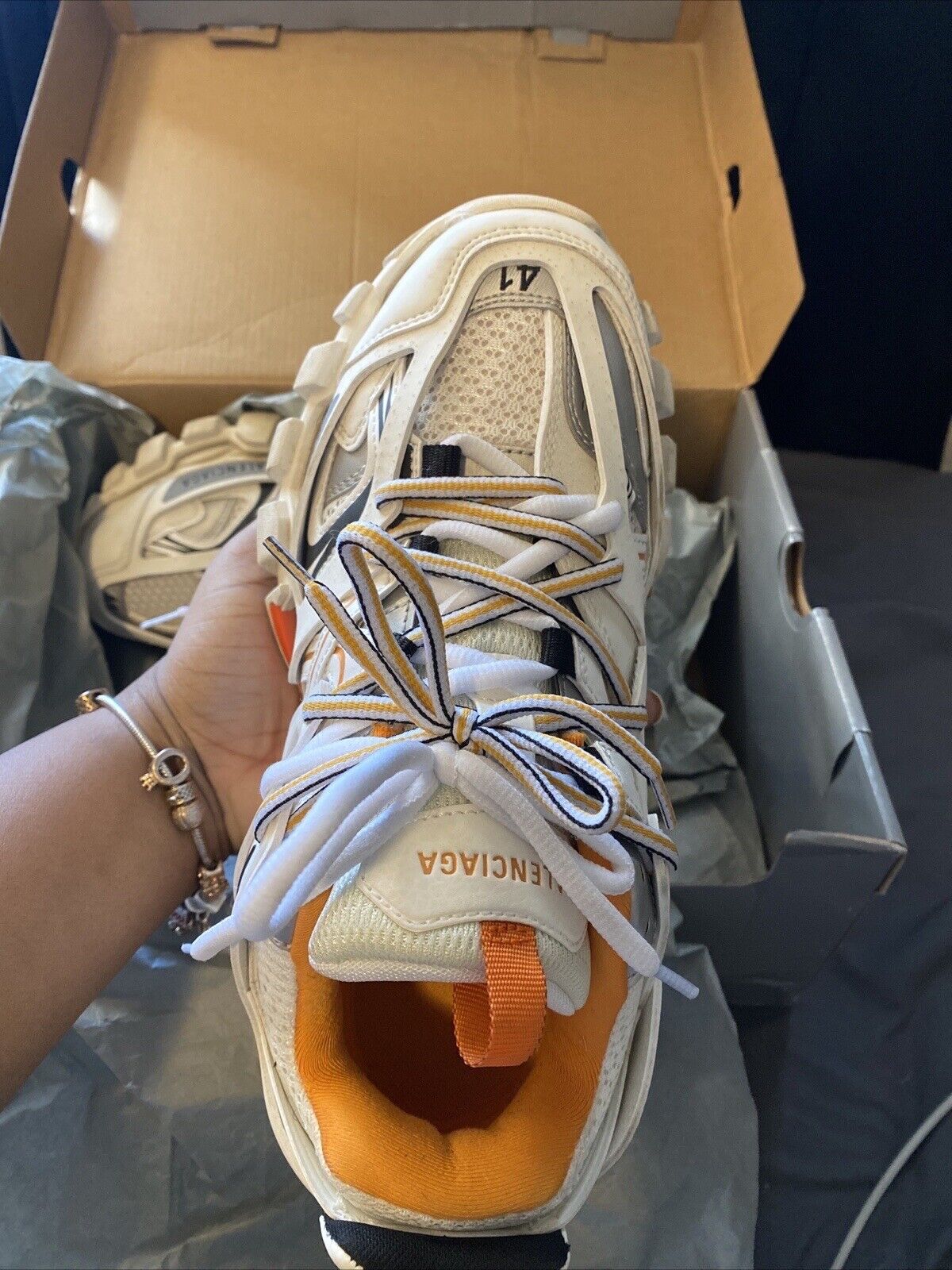 Size 41 - Balenciaga Track Sneaker White Orange