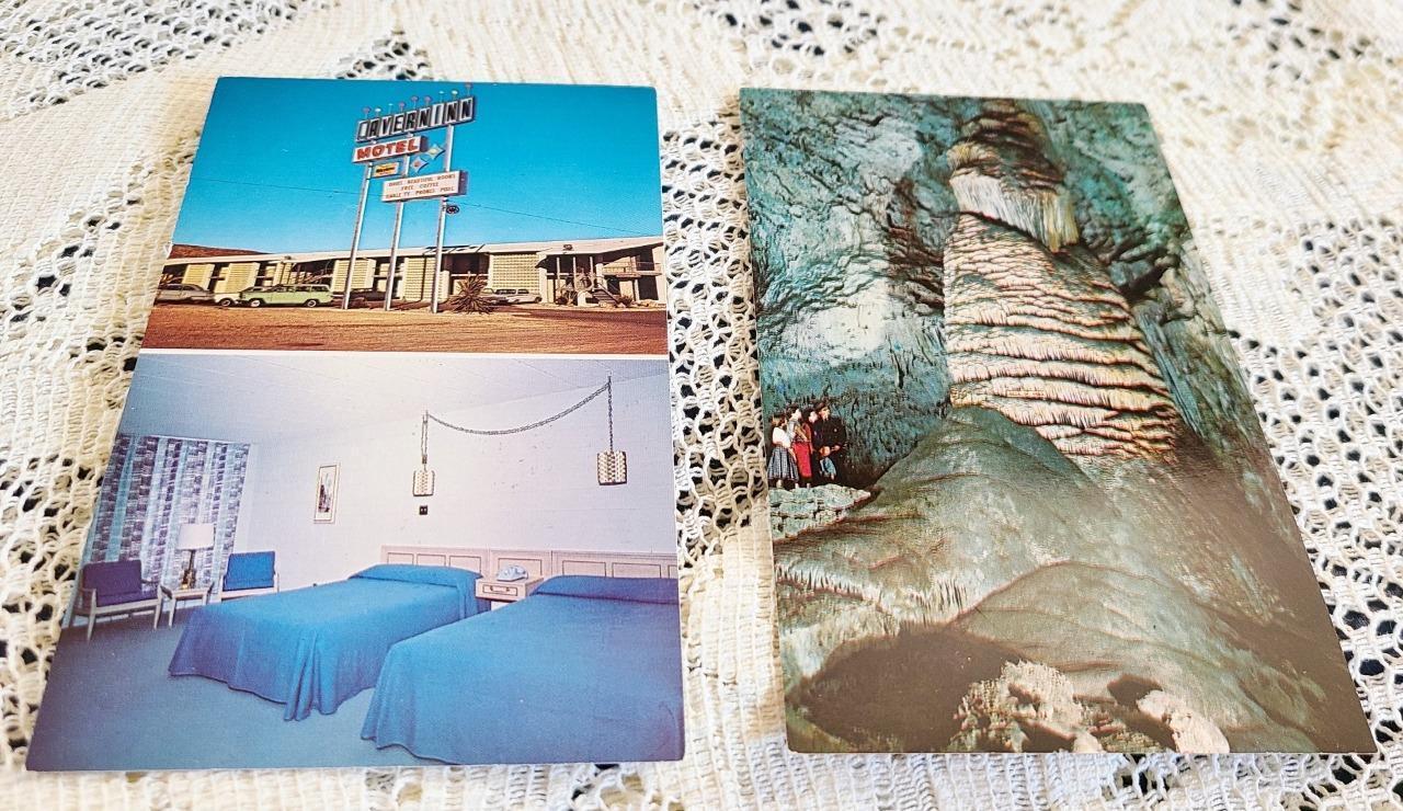 2 New Mexico Vintage Unused Postcards Carlsbad Caverns and Caverninn Motel